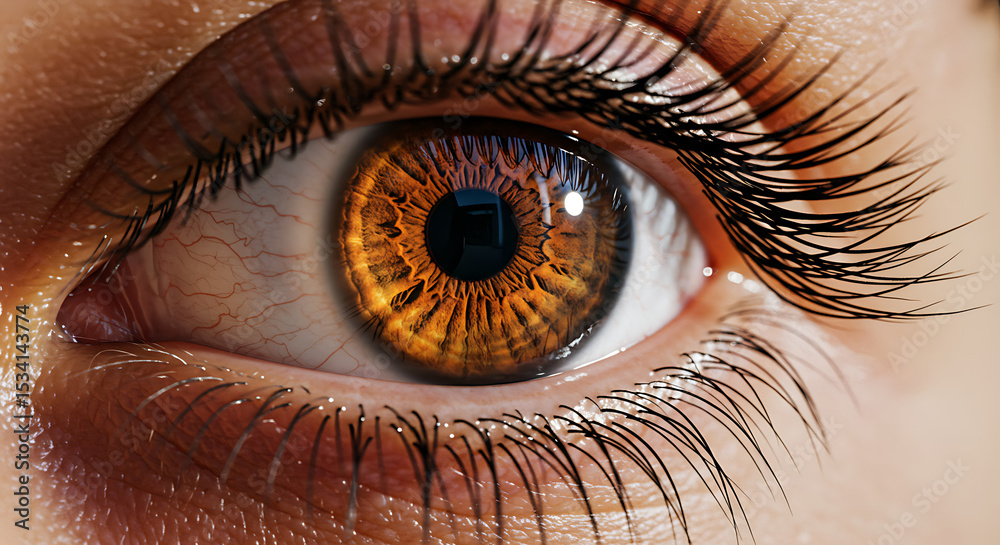 Fototapeta premium Realistic Human Eye Closeup with Vibrant Iris Pattern