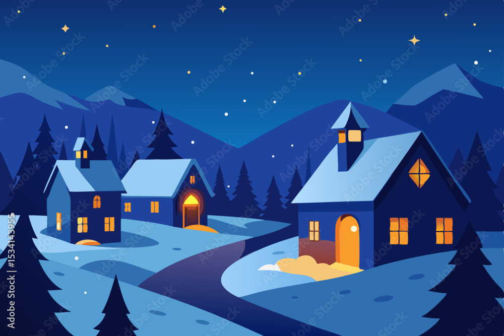 Fototapeta premium winter landscape with houses