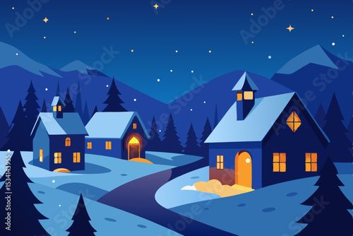 winter landscape with houses