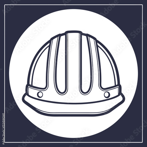 Construction helmet icon in minimal badge style