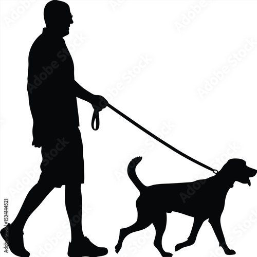 Silhouette of Man Walking Dog