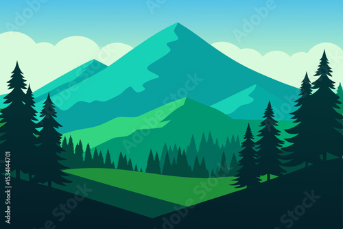 winter landscape with mountains and trees