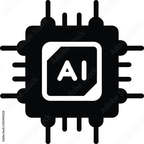 AI Chip Silhouette: Technology Icon

