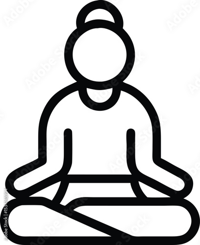 Outlined Buddha Meditating Icon with Lotus and Halo