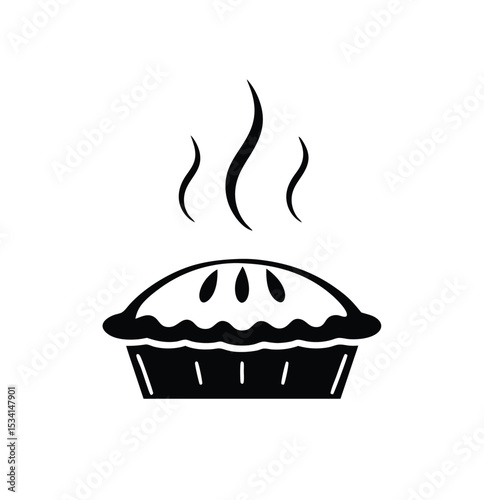 America's most popular apple pie.  Whole homemade fruit pie. Vector color realistic illustration. Pie Icon on Transparent Background.