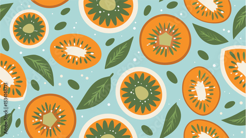 Vibrant refreshing kiwifruit delight A cheerful and playful fruit pattern design evoking summer joy