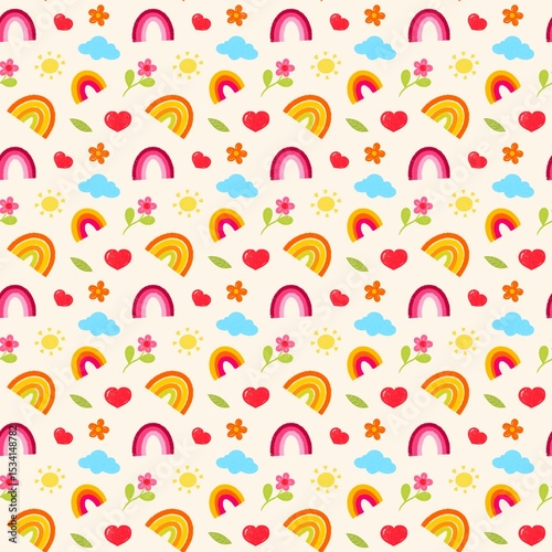  seamless pattern with easy rainbow 
