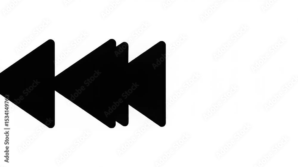 Minimalistic black and white camera icon with rewind symbol, suitable for photography-related content