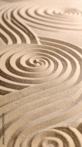 Wallpaper Mural Peaceful sand garden pattern with swirls and curves for zen and meditative concepts, beige tone, spiral shapes close-up view. Torontodigital.ca