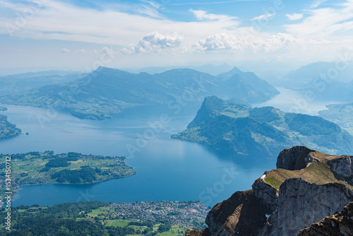 Breathtaking Swiss Alps and Lake Lucerne from Mt. Pilatus Summit