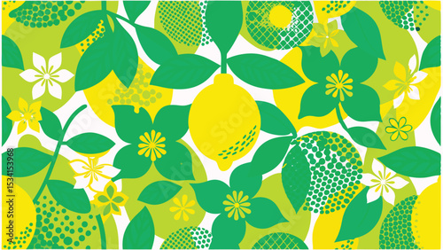 Bursting with vibrant citrus a lively lemon and floral pattern evoking summer zest and a touch of