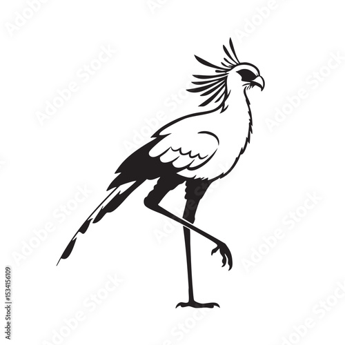 Majestic Secretarybird Elegant Bird Illustration, African Wildlife Art
