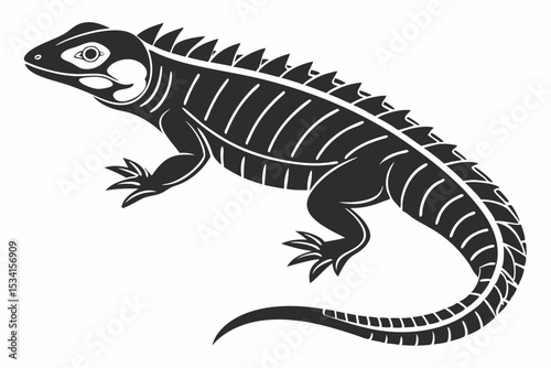 crocodile skink sihouette black vector 