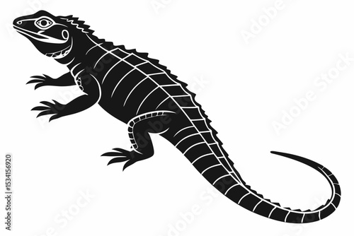 crocodile skink sihouette black vector 