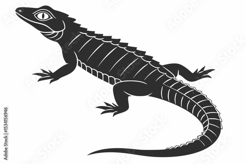 crocodile skink sihouette black vector 