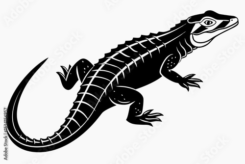 crocodile skink sihouette black vector 