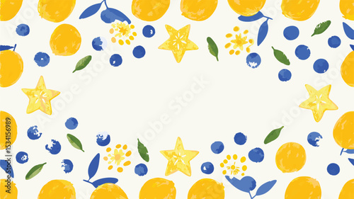Delightful citrus and berry harvest pattern bringing sunshine and vibrant energy to any design on