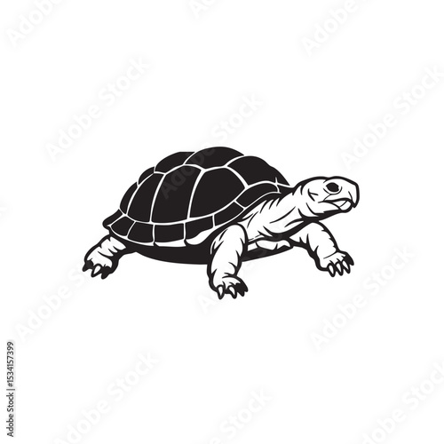 Majestic Turtle Illustration A Black and White Vector Graphic of a Turtle