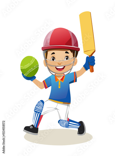 Portrait of boy hitting a shot During a Cricket Game