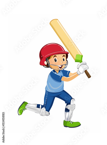 Portrait of boy hitting a shot During a Cricket Game