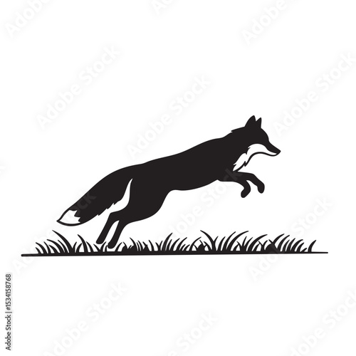 Leaping Fox Silhouette A Dynamic Wildlife Illustration
