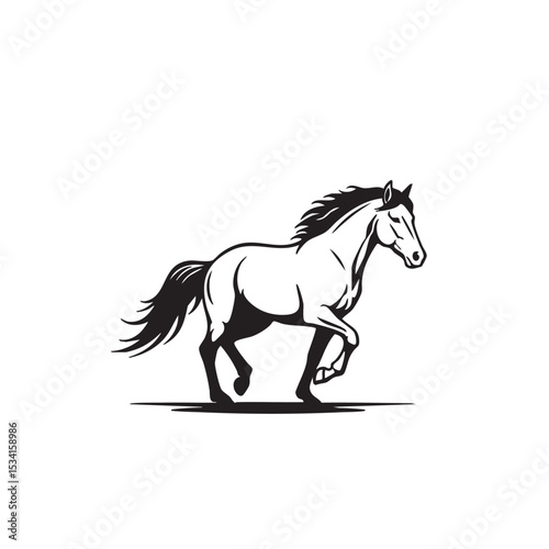 Majestic Running Horse A Powerful Black and White Illustration