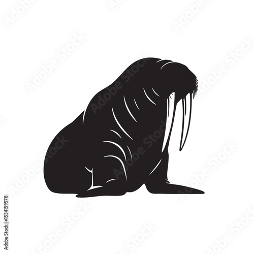 Majestic Walrus Silhouette Arctic Animal Vector Illustration