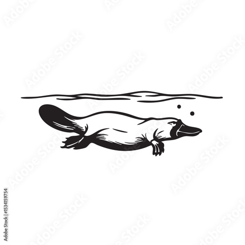 Platypus Underwater A Monotreme Swimming Gracefully