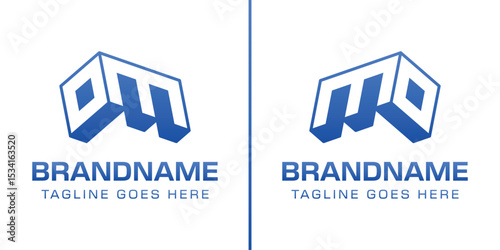 Letters OM or MO 3D Monogram Logo, symbolizes strength, dynamism, and technology