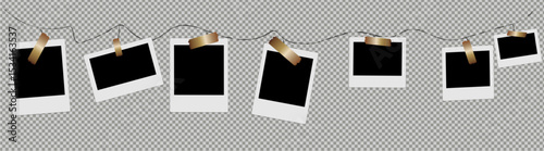 Realistic photo frame, isolated on the background.For advertising, printing, banners. Home, cozy