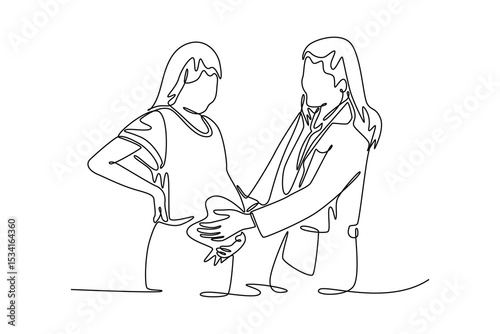 Pregnant mom concept. Single line draw design. Vector graphic illustration