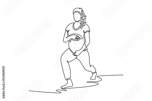 Pregnant mom concept. Single line draw design. Vector graphic illustration