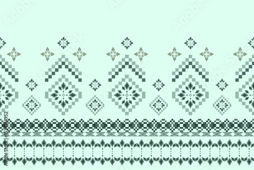 Ikat ethnic embroidery geometric abstract Aztec element seamless pattern. Native decorative oriental traditional design for fabric, clothing, wallpaper, background, texture, interior, decoration