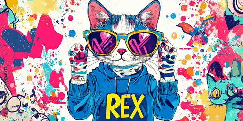 funny cartoon Rex the cat, ai generated. 