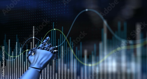 Robotic Data Interaction with Advanced Analytics Visualization. 3d render.