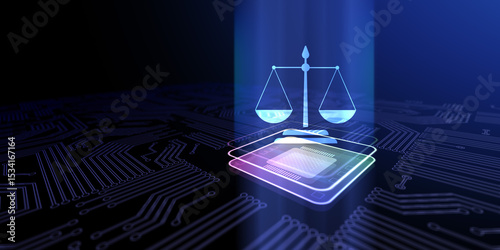 Law Ensuring Legal Compliance and Governance Illustrated on a Processor, Business and Technology Concept.