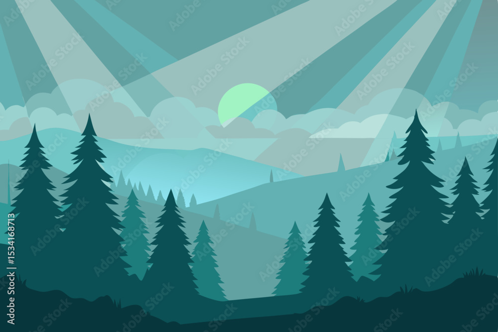Fototapeta premium landscape with mountains and trees