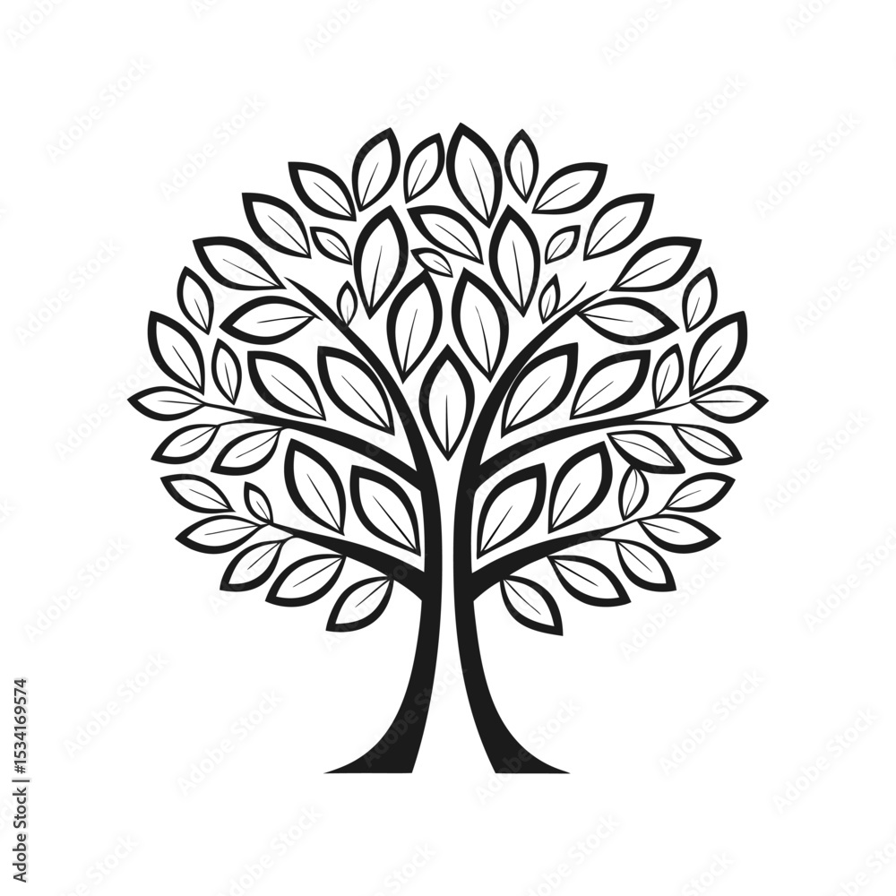 Fototapeta premium Ornate Black and White Tree Graphic Design.