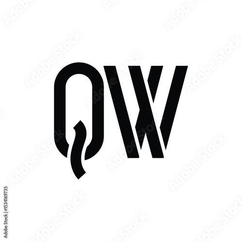 QW monogram logo design letter text name symbol monochrome logotype alphabet character simple logo
