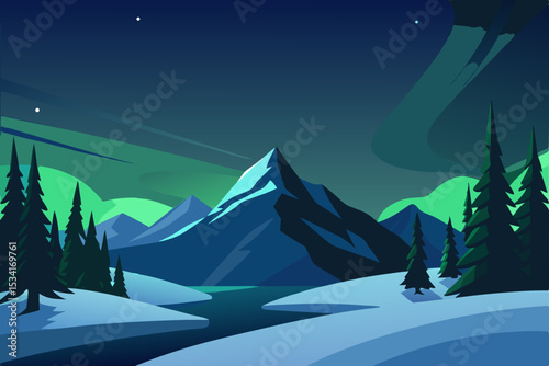 winter landscape with mountains