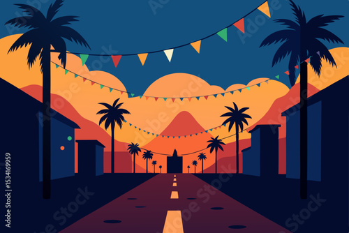 palm trees at sunset