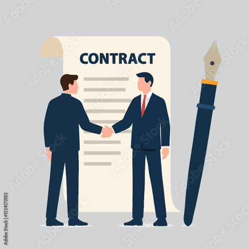 vector of a businessman signing a work contract
