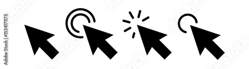 Set of pointer click, cursor arrow – simple vector icon