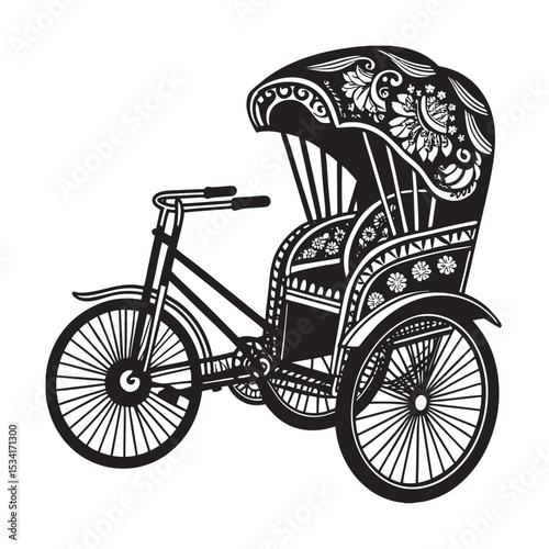 silhouette of rickshaw art in bangladeshi culture