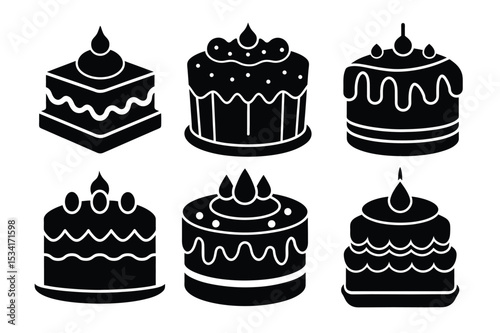 Delicious Cake Icons A Collection of Sweet Treat Illustrations