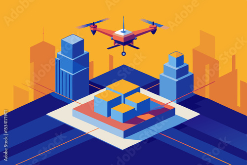 airplane flying over city