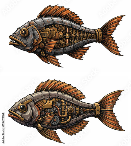 Steampunk Mechanical Fish with Intricate Metal Design