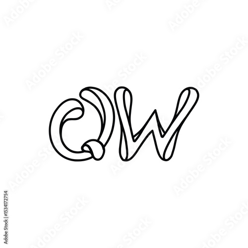 QW monogram logo design letter text name symbol monochrome logotype alphabet character simple logo