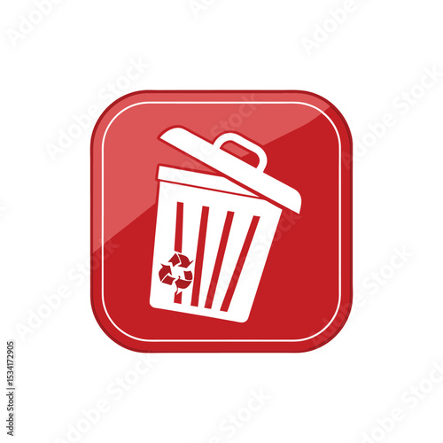 Red delete icon, recycle bin