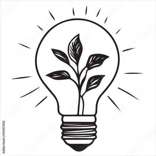 Bright idea tropical palm tree lightbulb silhouette design, Electric lightbulb with filament silhouette vector illustration, Power Idea Silhouette Light Bulb Icon a Vector Illustration, 